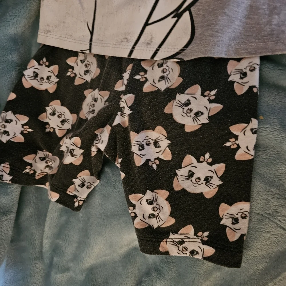 Disney Gray and Black Cat Print Kids Pajama Set